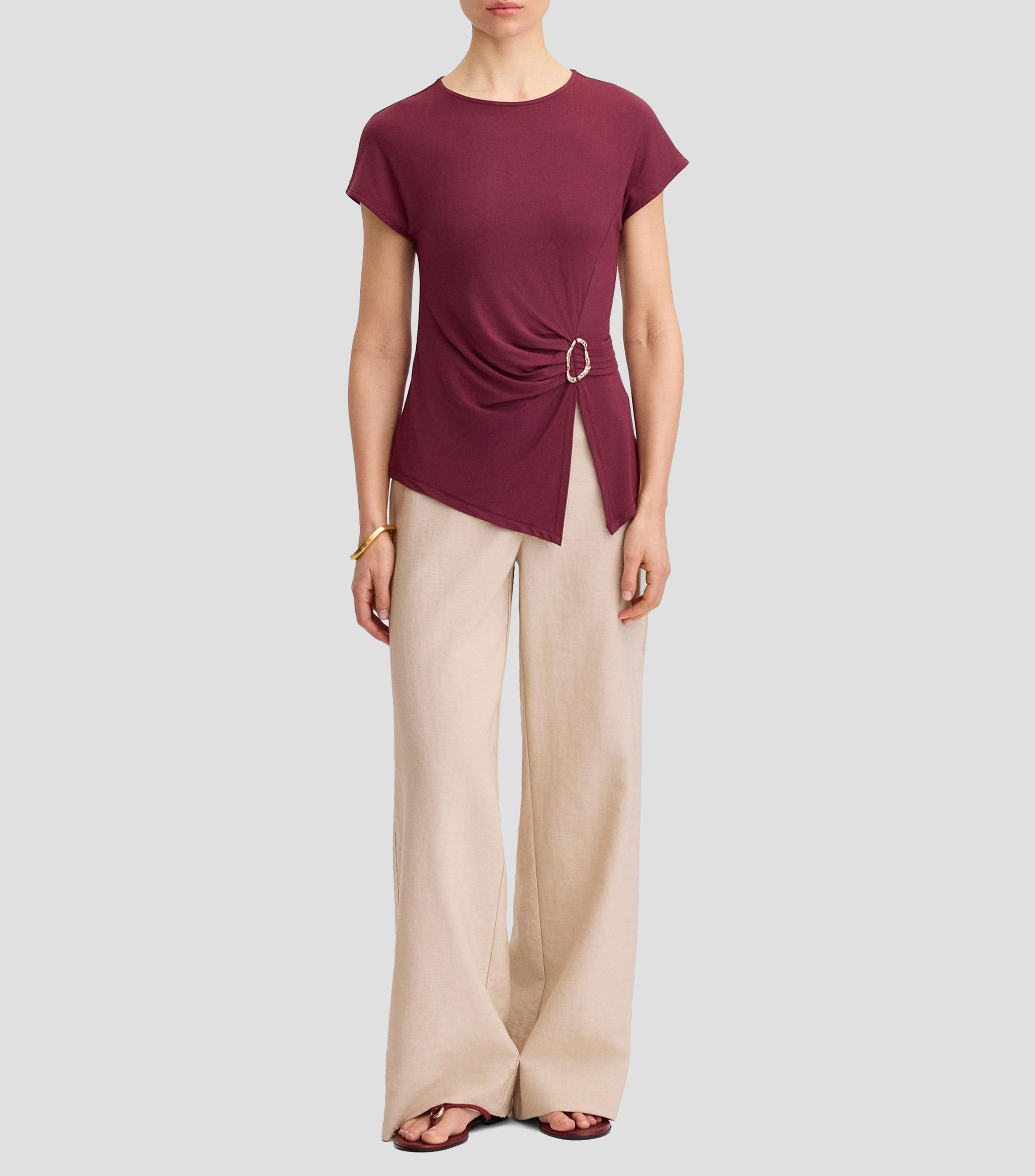 Blusa asimétrica anilla liso Mujer